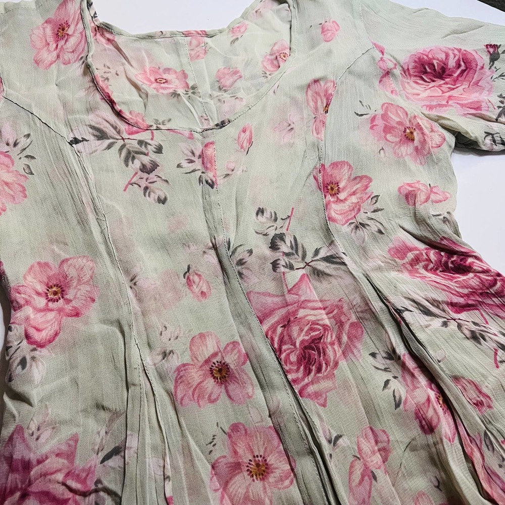 Unbranded Floral Print Double Lined Short Sleeve Fit And Flare Dress Size M M - Picture 3 of 8
